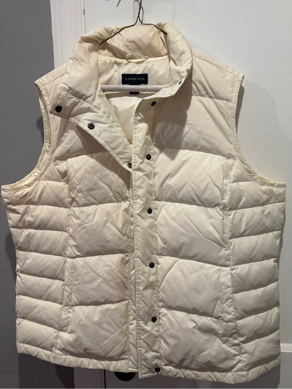 Lands' End Off-White Quilted Puffer Vest